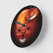 Halloween Skull en Pumpkin Wall Clock Ronde Klok (Hoek)