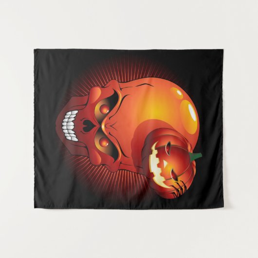 Halloween Skull en Pumpkin Wandkleed (Voorkant (horizontaal))