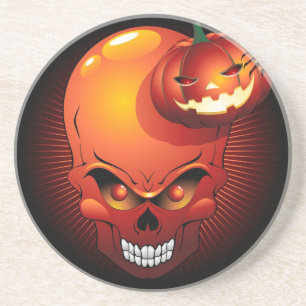 Halloween Skull en Pumpkin Zandsteen Onderzetter