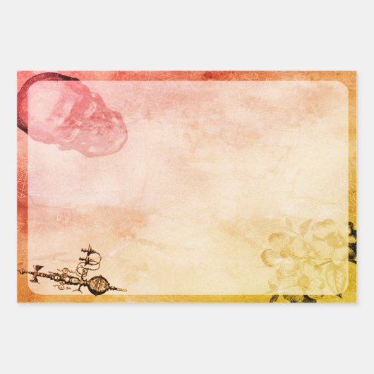 Halloween Skull en Spider Web Scary Ephemera Inpakpapier Vel (Voorkant 3)