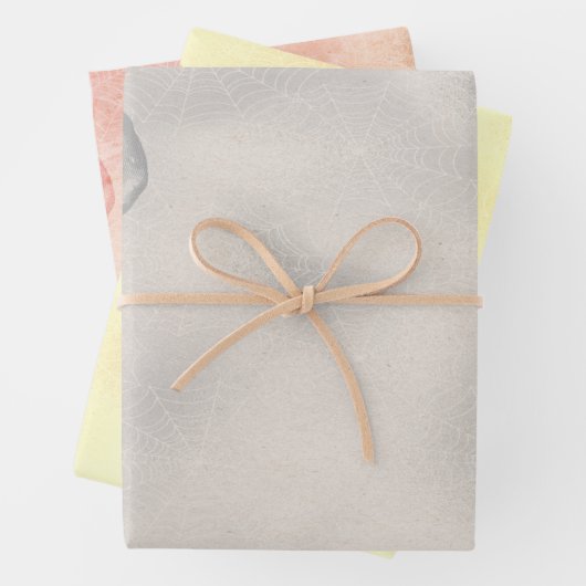 Halloween Skull en Spider Web Scary Ephemera Inpakpapier Vel (In situ)