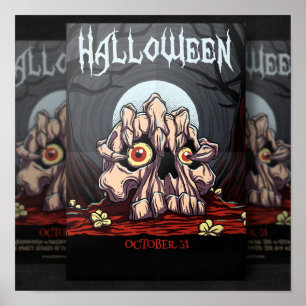 Halloween Skull en Zombie Claw Poster