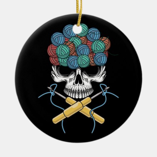 Halloween Skull Gehaakte Lover Garen Grappig Skele Keramisch Ornament (Voorkant)