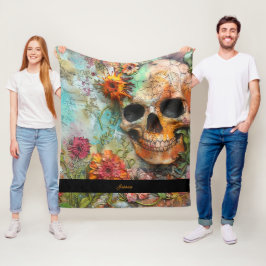Halloween Skull gepersonaliseerde naam Fleece Deken
