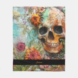 Halloween Skull gepersonaliseerde naam Fleece Deken