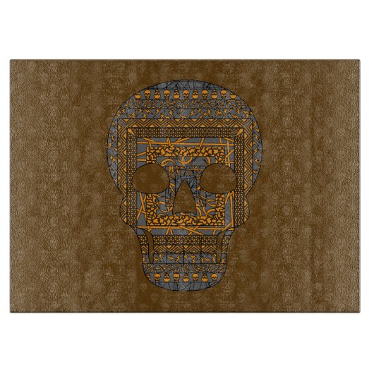 Halloween Skull Glass Cutting Board Snijplank (Voorkant)