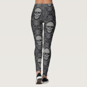 Halloween Skull Gothic Black Gray Pumpkin Leggings (Achterkant)