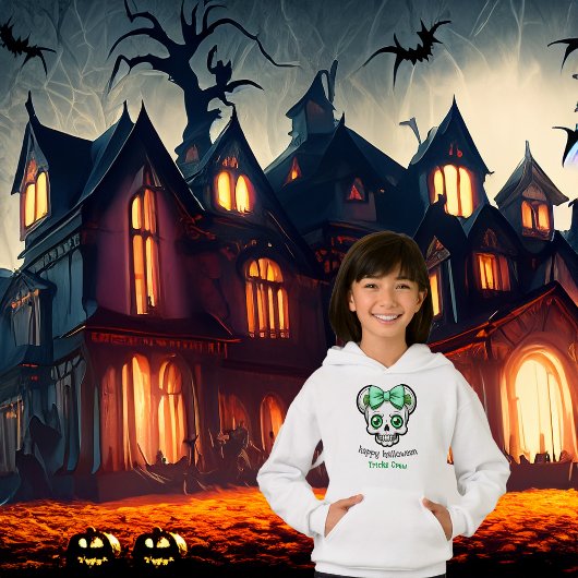 Halloween  Skull Green Bow personaliseren