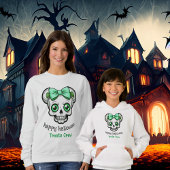 Halloween Skull Green Bow personaliseren Trui
