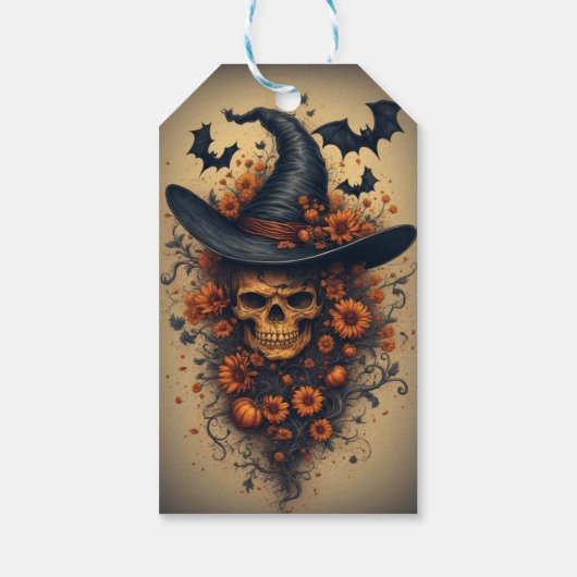 Halloween Skull Hat Cadeaulabel (Achterkant)