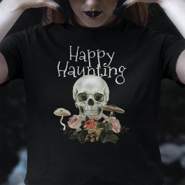 Halloween Skull Haunted Forest Dames Zwart T-shirt