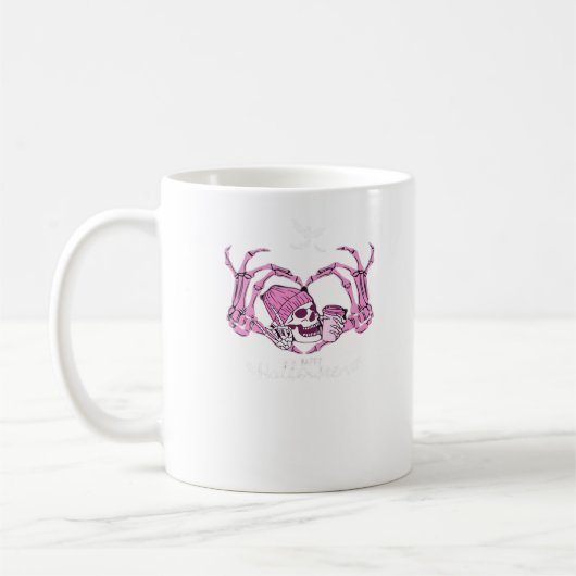 Halloween Skull Heart Hands Skeleton Beanie Design Koffiemok (Links)