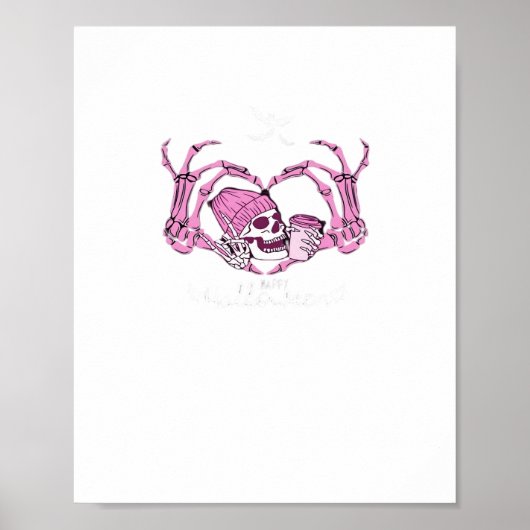 Halloween Skull Heart Hands Skeleton Beanie Design Poster (Voorkant)