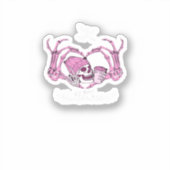 Halloween Skull Heart Hands Skeleton Beanie Design Sticker (Voorkant)