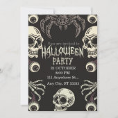 Halloween Skull Invitation Zwart Wit Kaart (Voorkant)