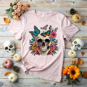 Halloween skull, life and death dance in harmony t-shirt