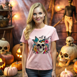 Halloween skull, life and death dance in harmony t-shirt