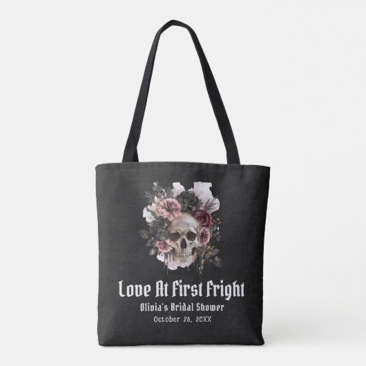 Halloween Skull Love bij het eerste schrik Vrijgez Tote Bag (Achterkant)