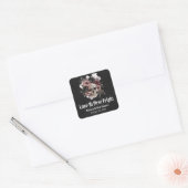 Halloween Skull Love bij het eerste schrik Vrijgez Vierkante Sticker (Envelop)