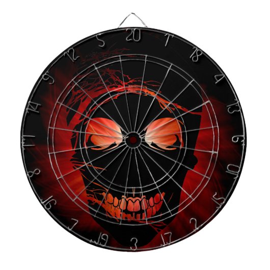 Halloween Skull met goochelvuur Dartbord (Voorkant)