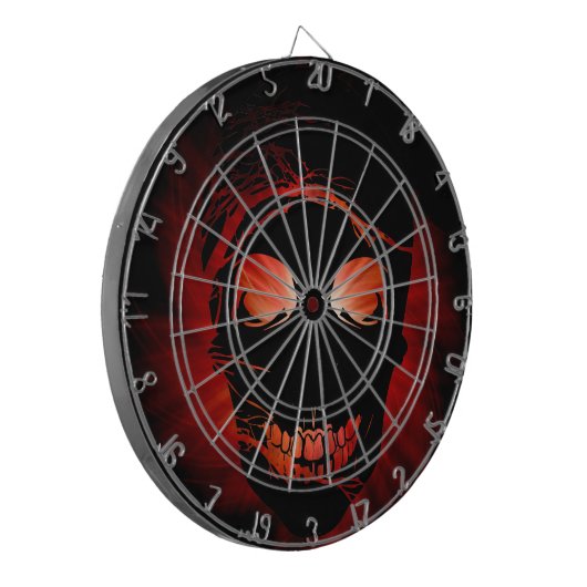 Halloween Skull met goochelvuur Dartbord (Voorkant Links)