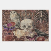 Halloween Skull met kroon en uil Inpakpapier Vel (Voorkant 3)