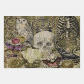Halloween Skull met kroon en uil Inpakpapier Vel (Voorkant 2)