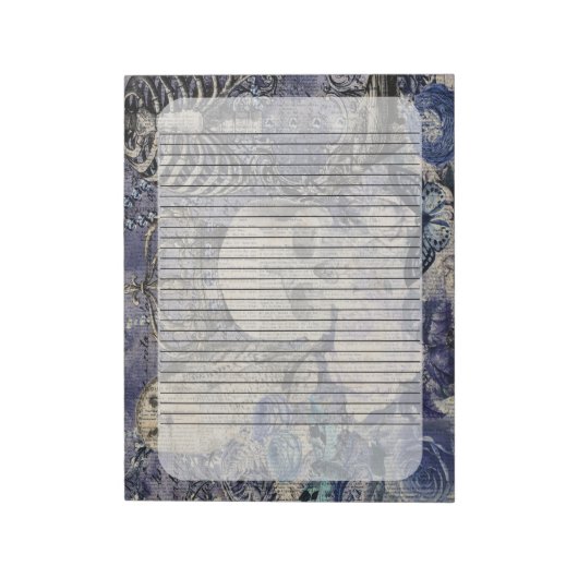 Halloween Skull met kroon en uil Notitieblok (Linkerzijde)