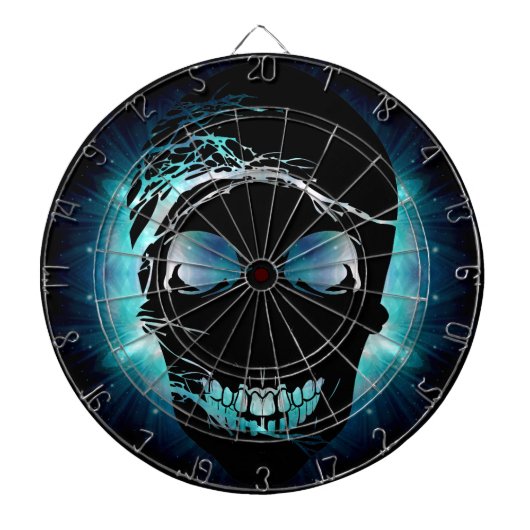 Halloween Skull met magisch blauw licht 2 Dartbord (Voorkant)