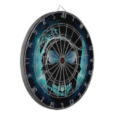 Halloween Skull met magisch blauw licht 2 Dartbord (Voorkant Links)