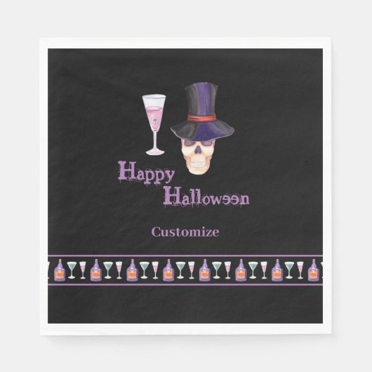 Halloween Skull met Poties Paper Napkins Servet (Voorkant)
