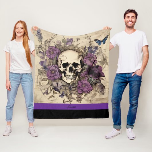 Halloween Skull Name Fleece Deken (In situ)