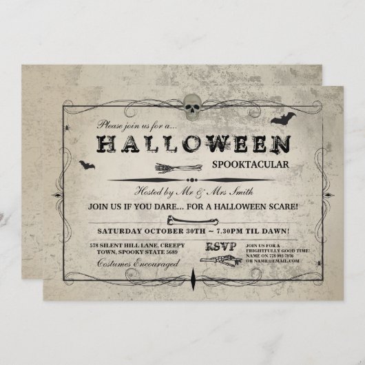 Halloween Skull Nodig Gothic Kostuum Vleermuizen P Kaart (Voorkant / Achterkant)