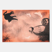 Halloween Skull op Tombstone en Black Cat Inpakpapier Vel (Voorkant 3)