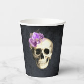 Halloween Skull Paarse Rozen Papieren Bekers (Achterkant)