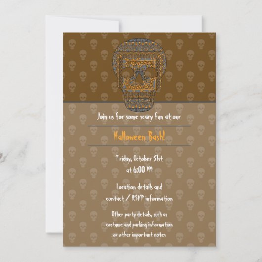 Halloween Skull Party Invitation Kaart (Voorkant)