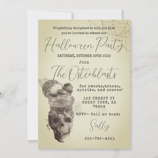 Halloween Skull Party Invitation Kaart (Voorkant)