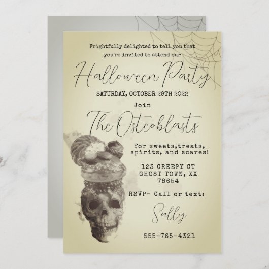 Halloween Skull Party Invitation Kaart (Voorkant / Achterkant)