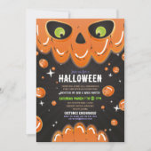 Halloween Skull Party Neon Zwart Gotische Ogen Kaart (Voorkant)