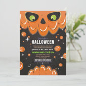 Halloween Skull Party Neon Zwart Gotische Ogen Kaart (Staand voorkant)