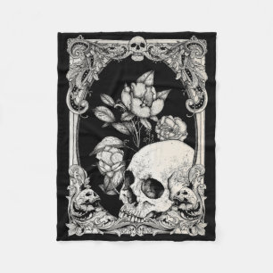 Halloween Skull Pastel Gothic Flower Gothic Floral Fleece Deken