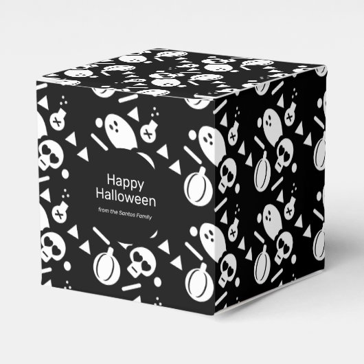 Halloween Skull Pattern Trick or treat Snoep Bedankdoosjes (Voorkant Zijde)