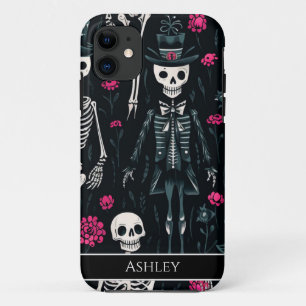 Halloween Skull Pink Roses Top Hat Gepersonaliseer Case-Mate iPhone Case