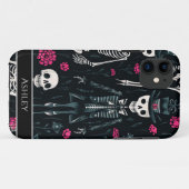 Halloween Skull Pink Roses Top Hat Gepersonaliseer Case-Mate iPhone Case (Achterkant (horizontaal))