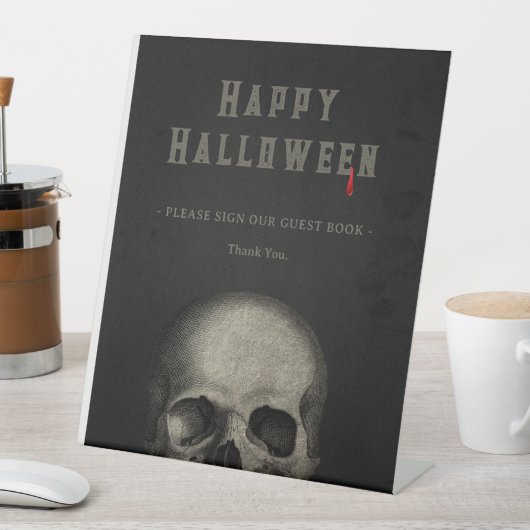 Halloween Skull Reclamebord Met Voetstuk (Insitu)