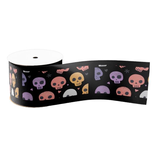 Halloween Skull Ribbon Grosgrain Lint (Spoel)
