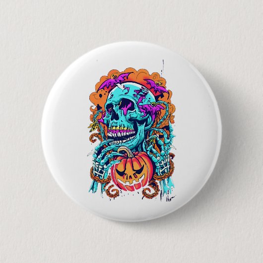 Halloween Skull Ronde Button 5,7 Cm (Voorkant)