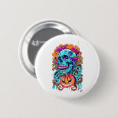Halloween Skull Ronde Button 5,7 Cm (Voorkant /achterkant)