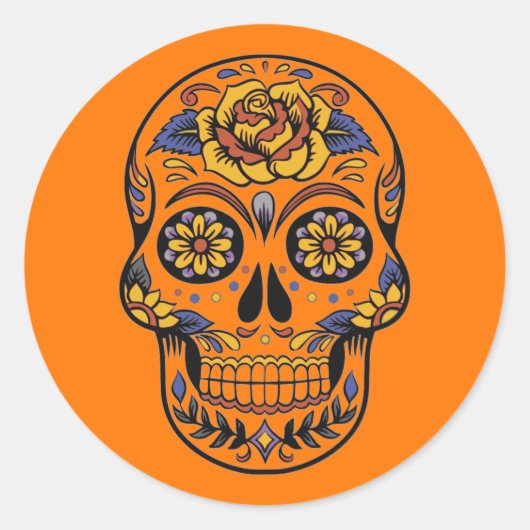 Halloween Skull Ronde Sticker (Voorkant)