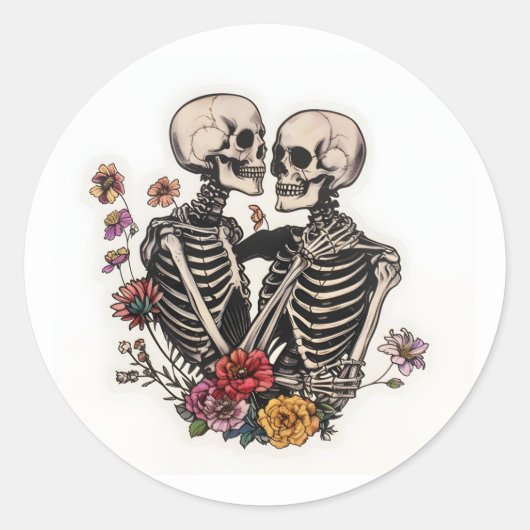 Halloween Skull Ronde Sticker (Voorkant)